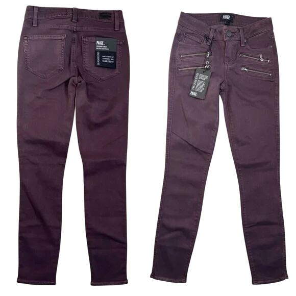 Paige Edgemont Ankle Mid-Rise Skinny Jeans in Faded Mulberry Size 24 NWT $248 - Picture 2 of 6
